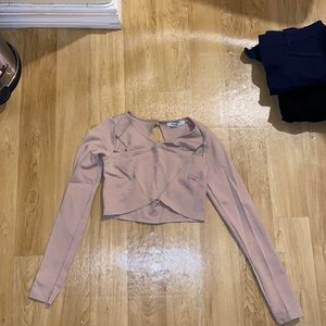 Tan Cutout Back and Front Crop Top